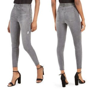 Spanx Distressed Ankle Skinny Jeans Vintage Gray High Rise Waisted NEW Small